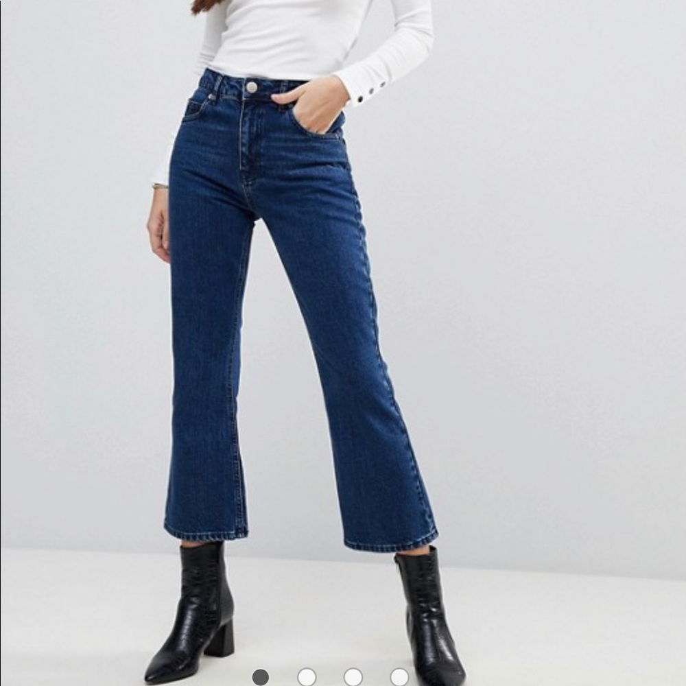 Egerton rigid cropped flare jeans dark stonewash